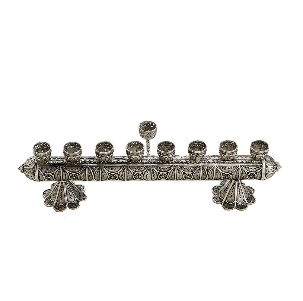 Intricate Sterling Silver Hanukkah Menorah