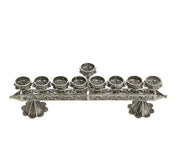 Elaborate Sterling Silver Hanukkah Menorah