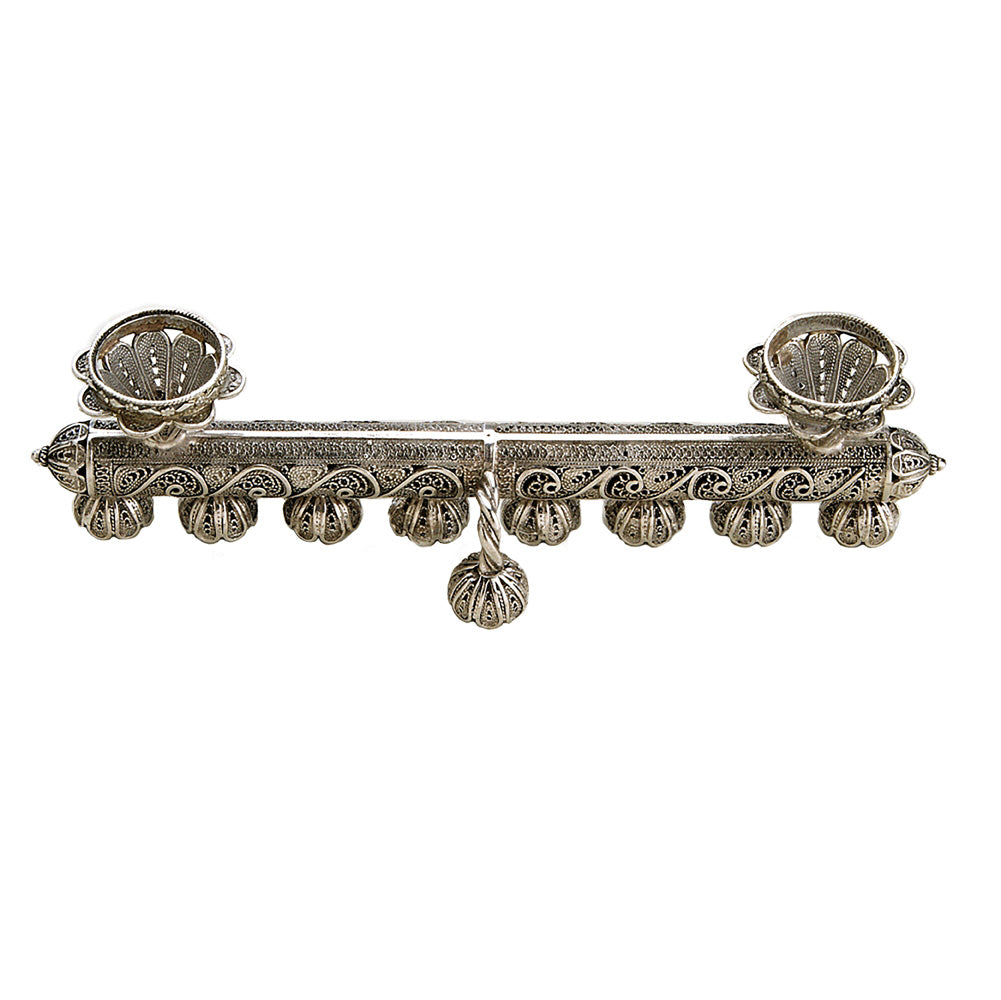 Delicate Silver Filigree Hanukkah Menorah