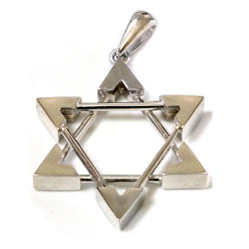 14k White Gold Framed Star of David Pendant