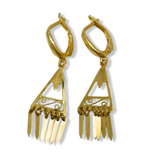 14K Gold Filigree Fringe Earrings — Handcrafted Minimalist Boho Chic Jewelry from Israel