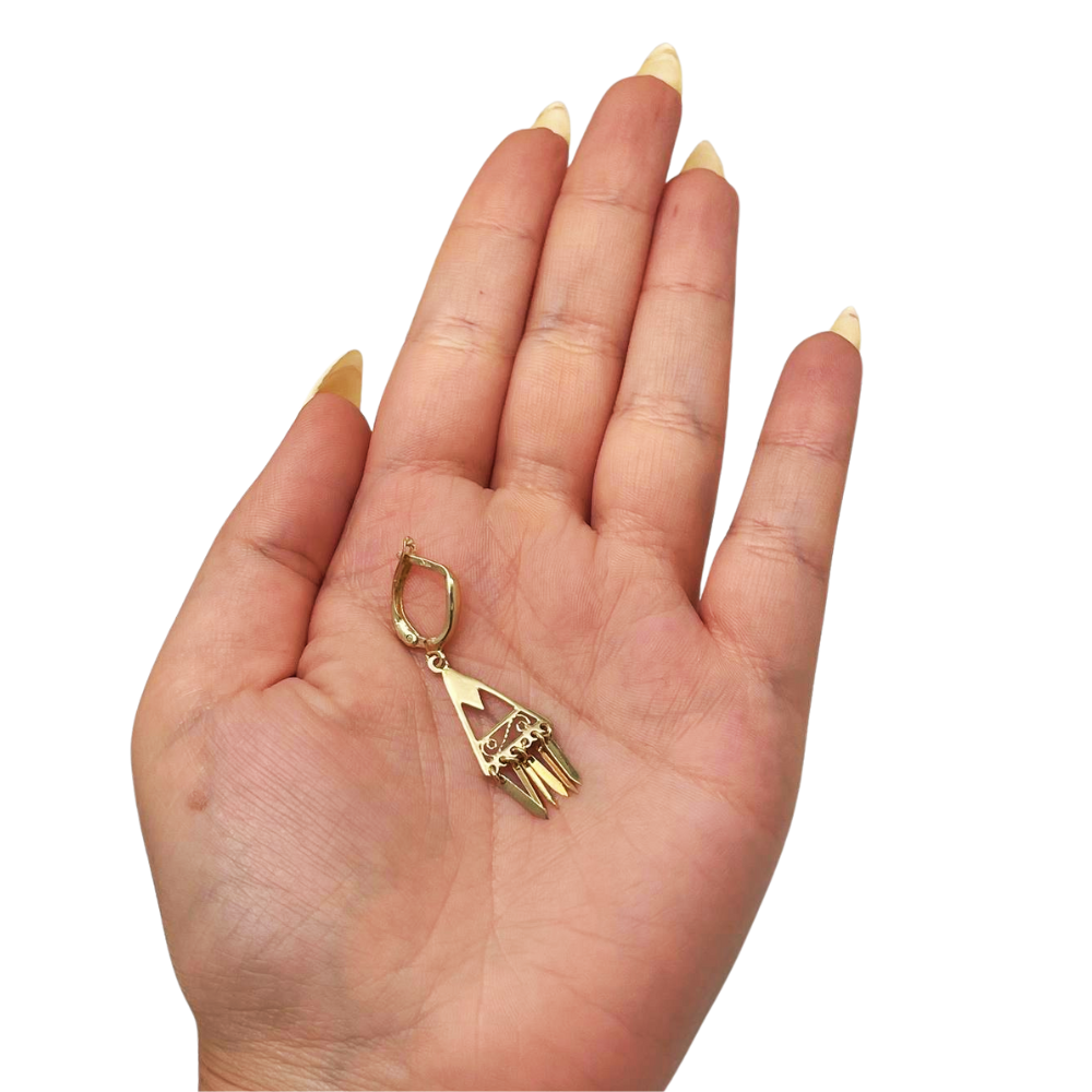 14K Gold Filigree Fringe Earrings — Handcrafted Minimalist Boho Chic Jewelry from Israel