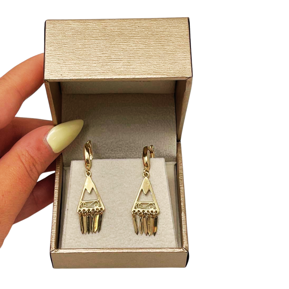 14K Gold Filigree Fringe Earrings — Handcrafted Minimalist Boho Chic Jewelry from Israel