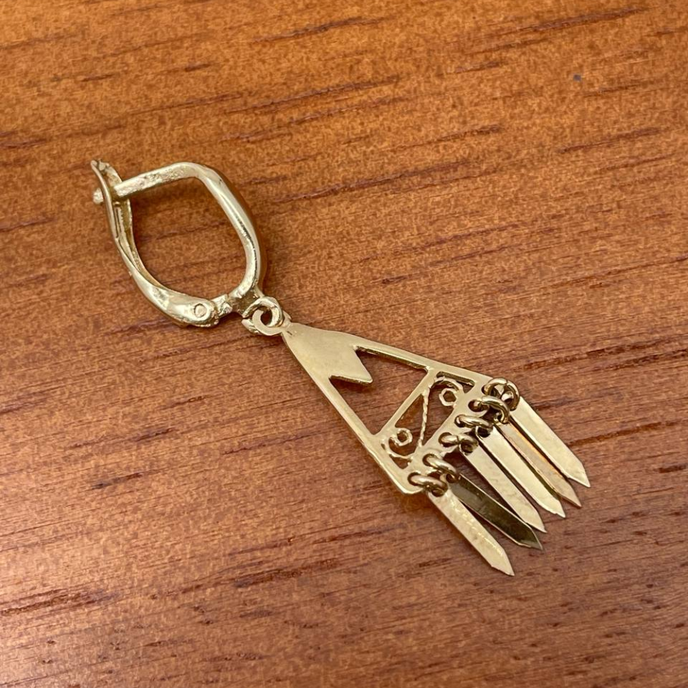 14K Gold Filigree Fringe Earrings — Handcrafted Minimalist Boho Chic Jewelry from Israel