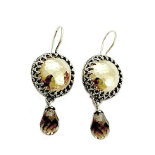 Silver and Gold Smoky Quartz Dangle Earrings