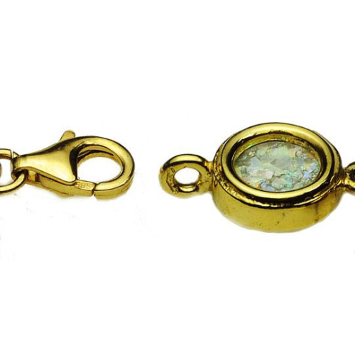 14k Gold Circles Roman Glass Bracelet