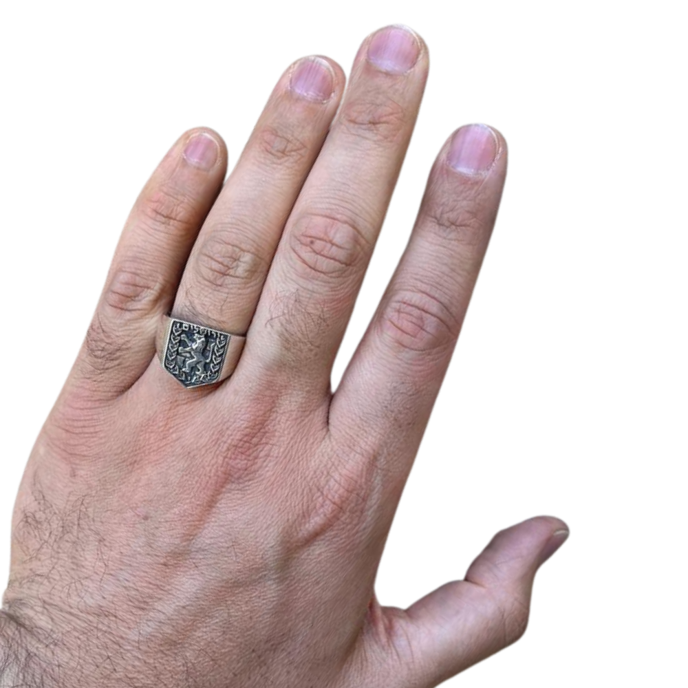 Jerusalem Emblem Signet Ring in Sterling Silver