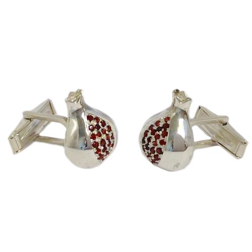 Sterling Silver and Garnets Pomegranate Cufflinks