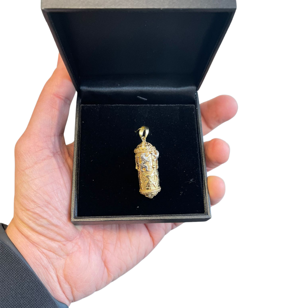 Lion of Judah Torah Pendant in 14k Gold and Diamonds