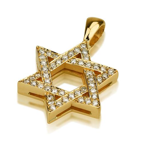 Classic 18k Gold Thick Diamond Star of David Pendant