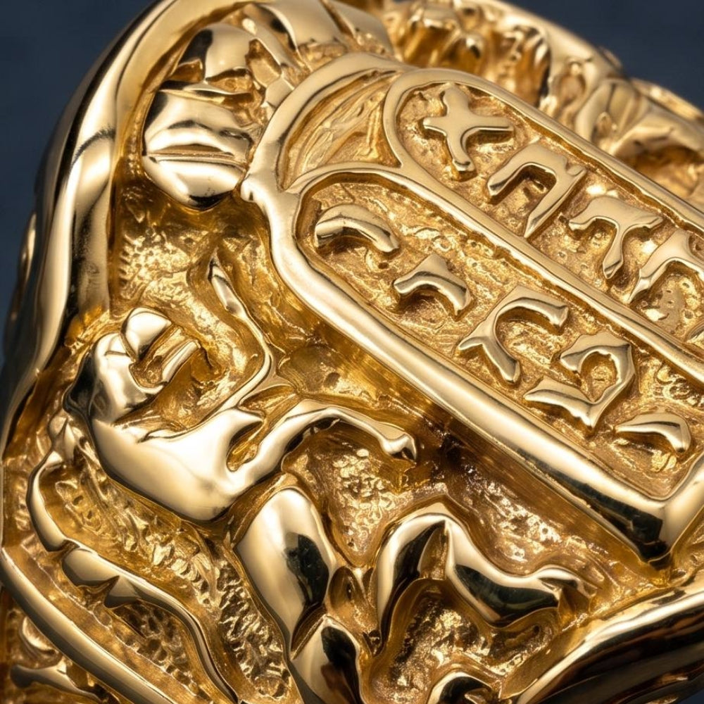 Ten Commandments Ring in 14k Gold