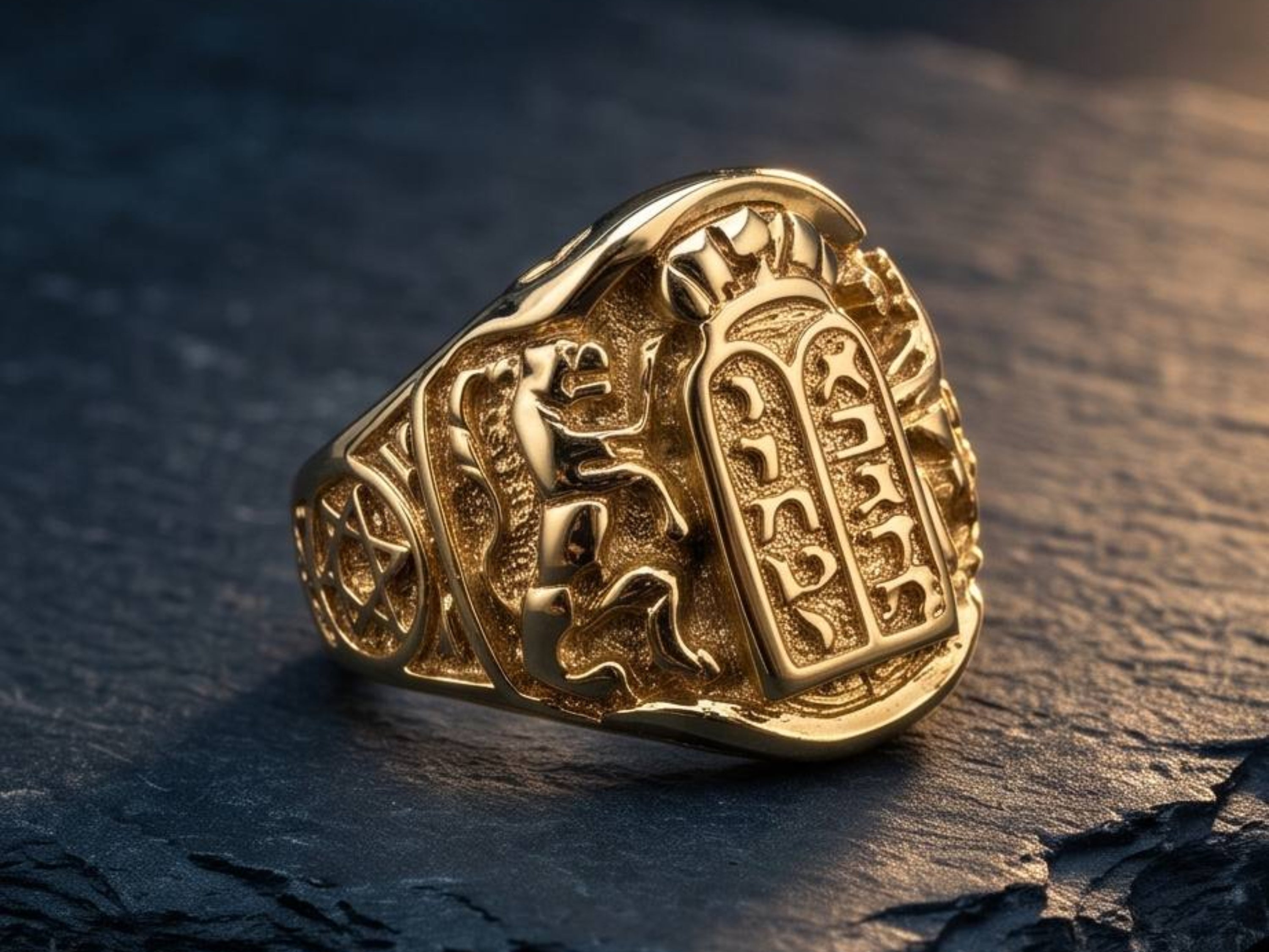 Ten Commandments Ring in 14k Gold