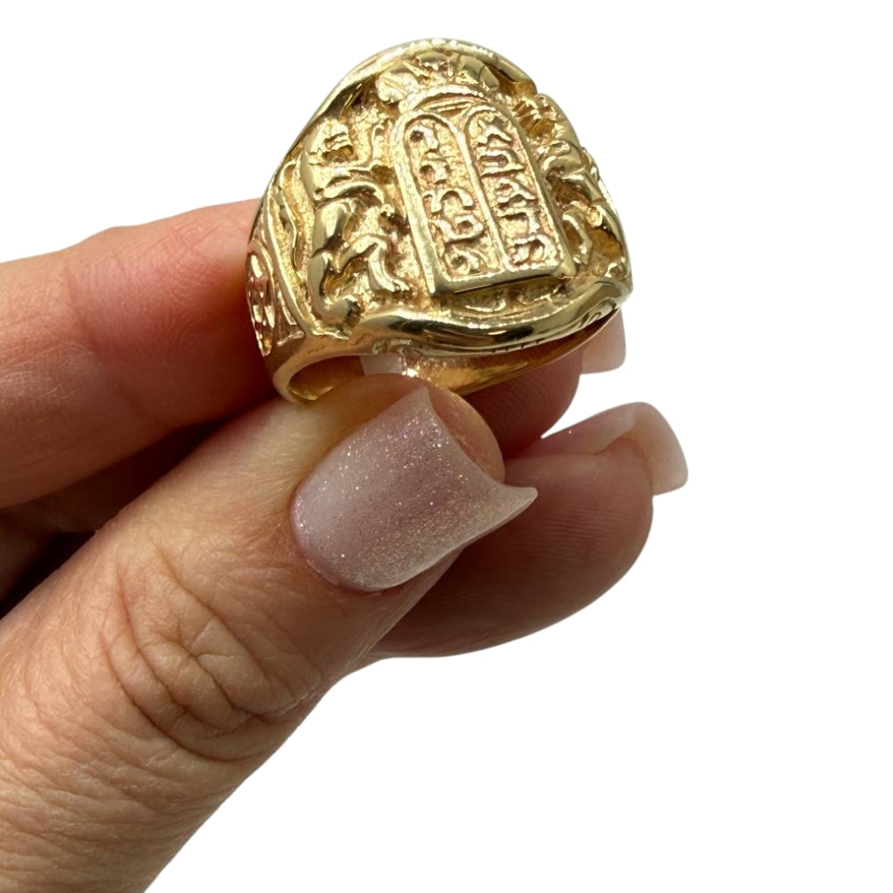 Ten Commandments Ring in 14k Gold