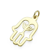 Hamsa Menorah 14k Yellow Gold Pendant