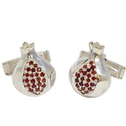 Sterling Silver and Garnets Pomegranate Cufflinks