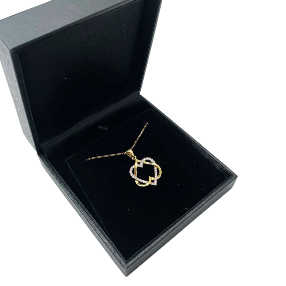 Intertwined Hearts Star of David Diamond 14K Gold Pendant