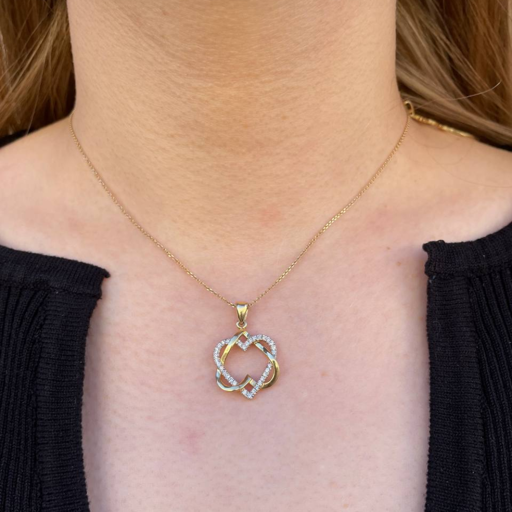 Intertwined Hearts Star of David Diamond 14K Gold Pendant