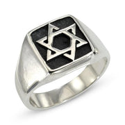 Sterling Silver Star of David Oxidized Ring