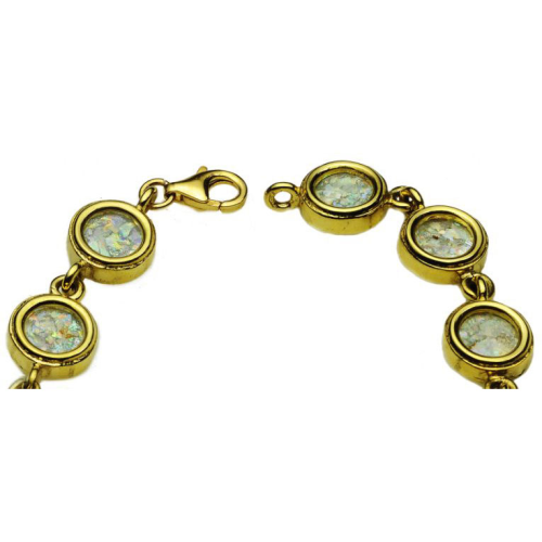 14k Gold Circles Roman Glass Bracelet