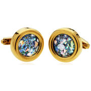 14k Gold Roman Glass Round Cufflinks