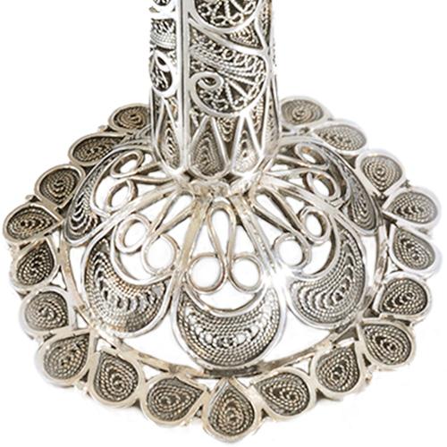 Silver Filigree Flower Candle Holders