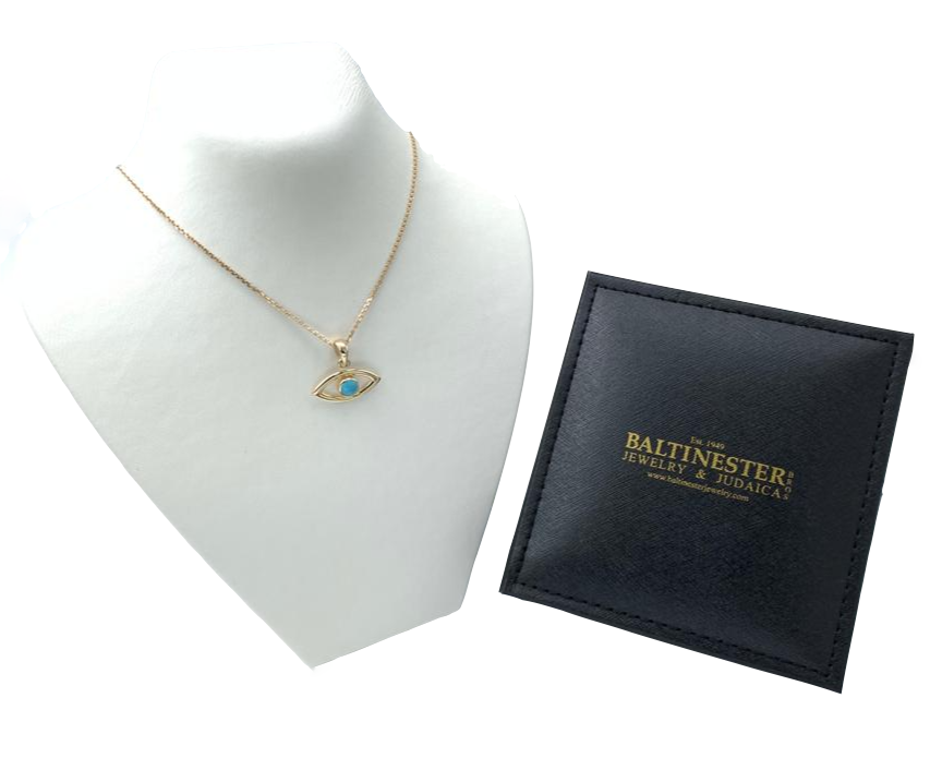 14k Gold Turquoise Evil Eye Pendant