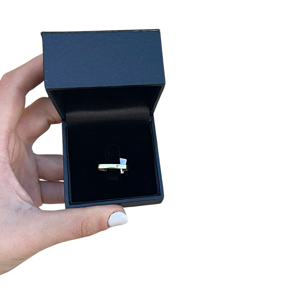 14K Gold Square Wedding Band - Slim