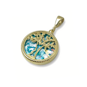 Tree of Life Roman Glass Pendant in 14K Gold - 19mm Dia