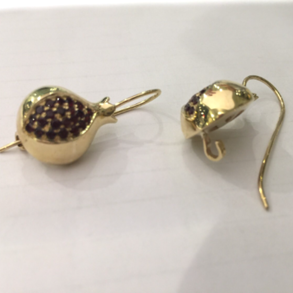 Pomegranate Garnet Earrings in 14K Gold