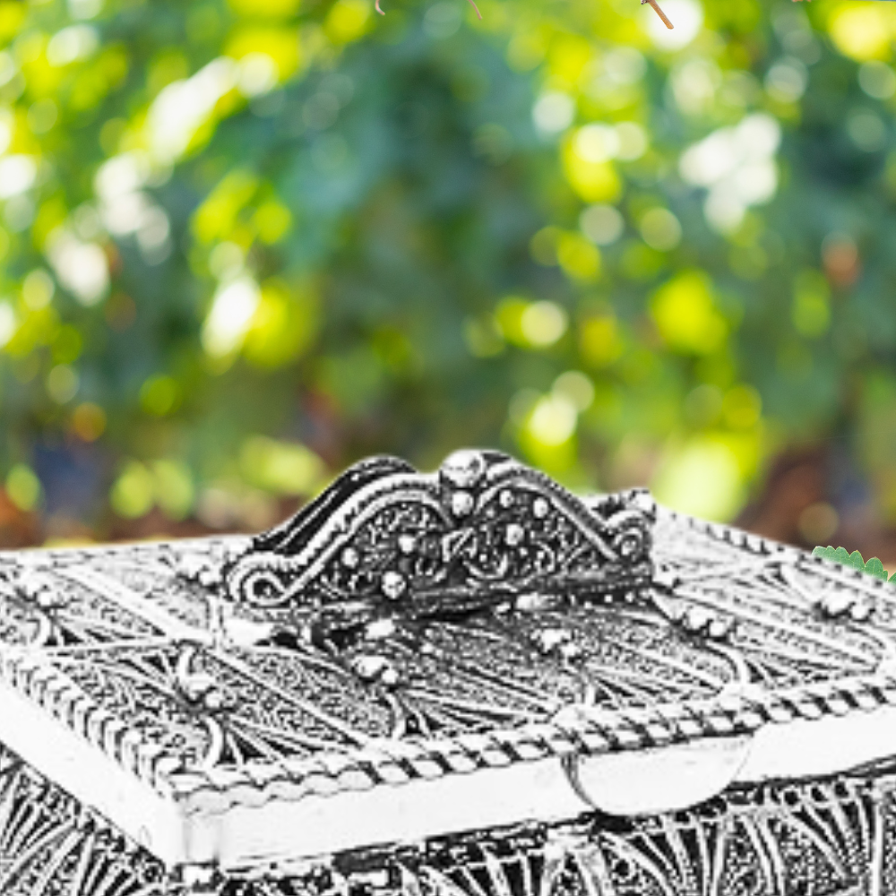 Tzedakah Box with Intricate Yemenite Filigree in Sterling Silver
