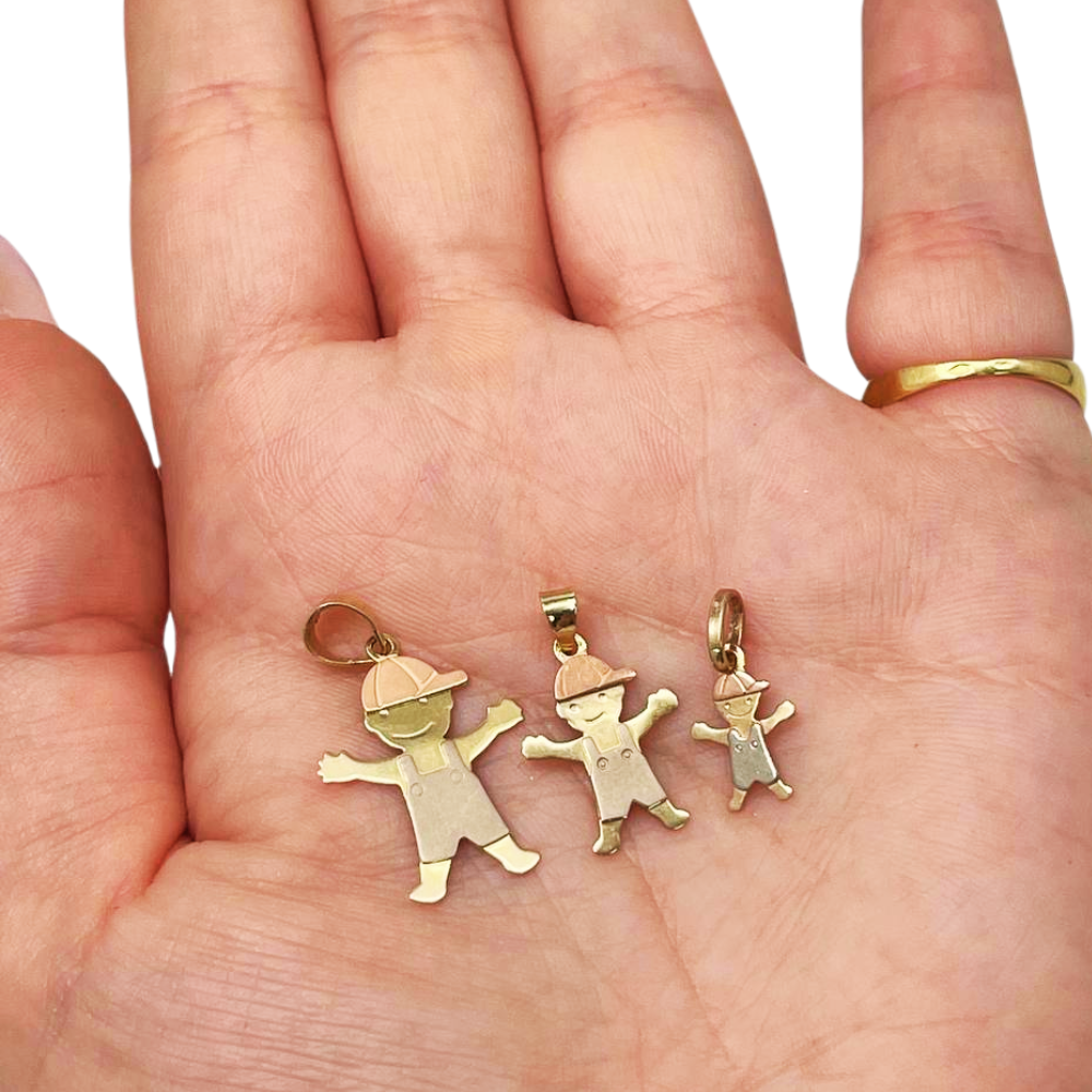 Little Boy Charm Pendant in 14K Tri-color Gold