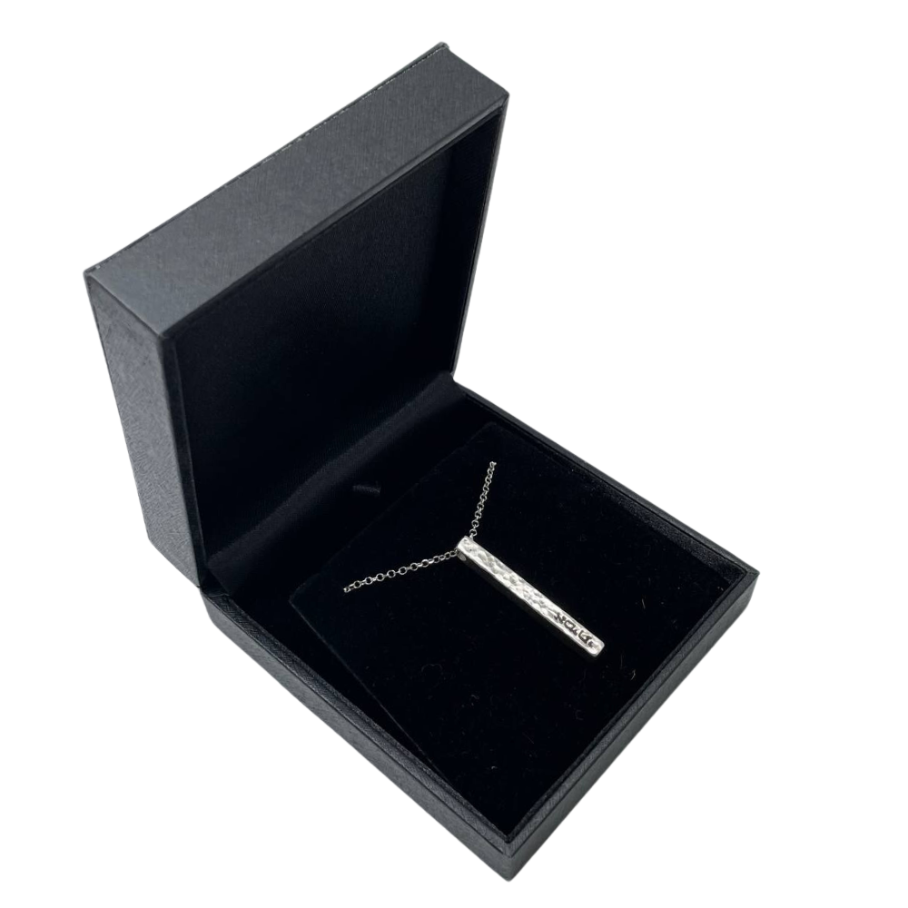 Hammered Bar Name Necklace in Sterling Silver