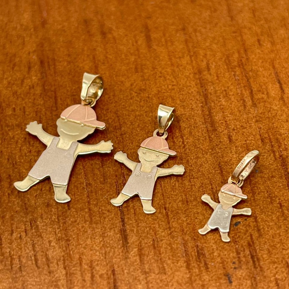 Little Boy Charm Pendant in 14K Tri-color Gold