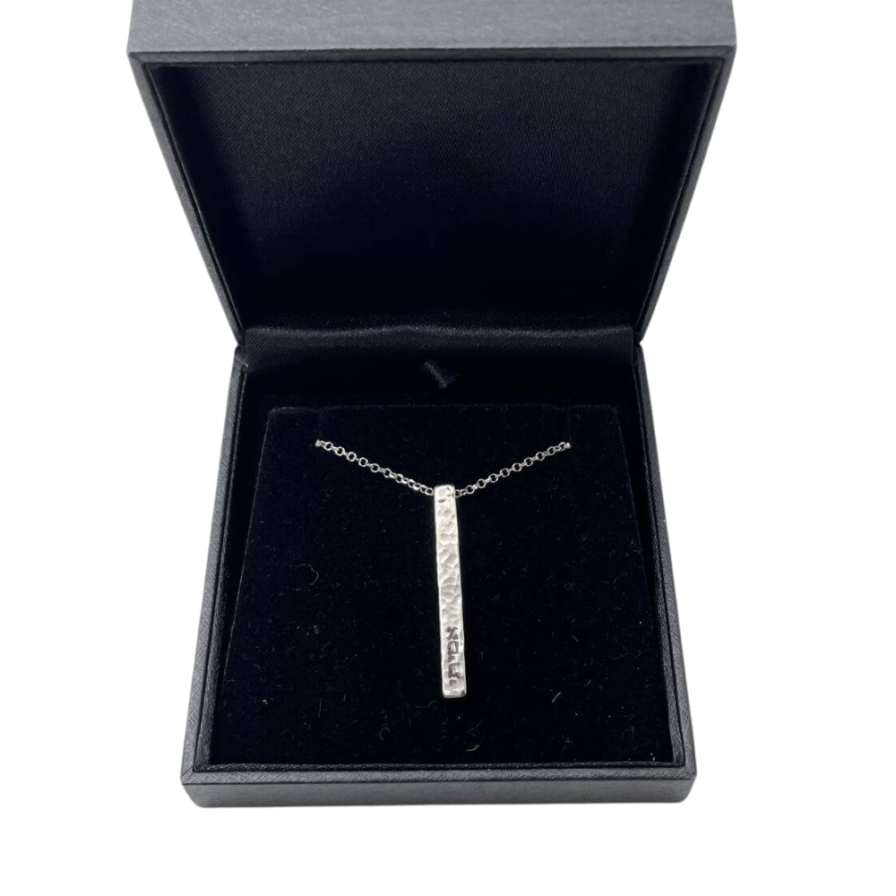 Hammered Bar Name Necklace in Sterling Silver