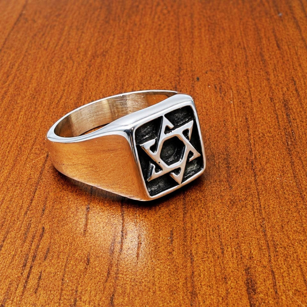 Sterling Silver Star of David Oxidized Ring