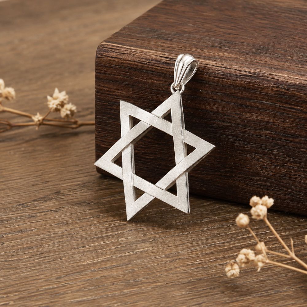 Sterling Silver 3D Star of David Pendant Magen David Charm