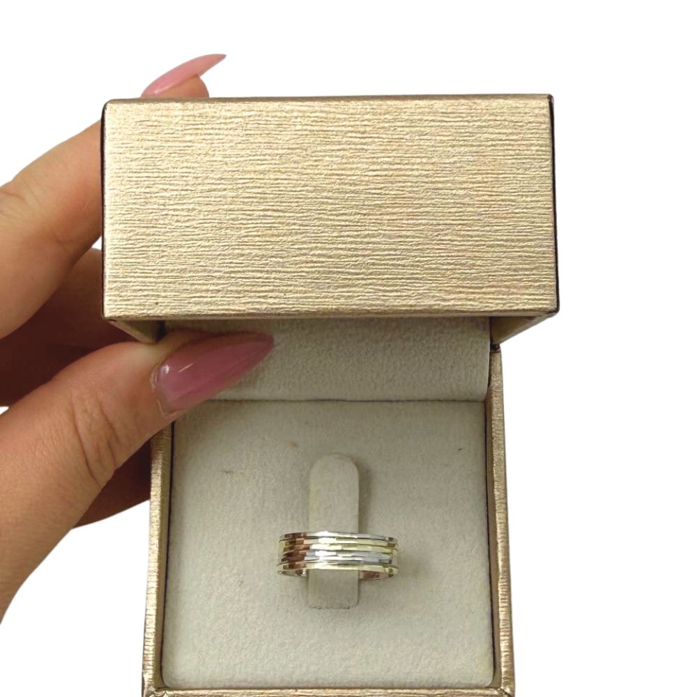 Two Tone 14K Gold Wedding Ring 8mm Unisex Gold Band
