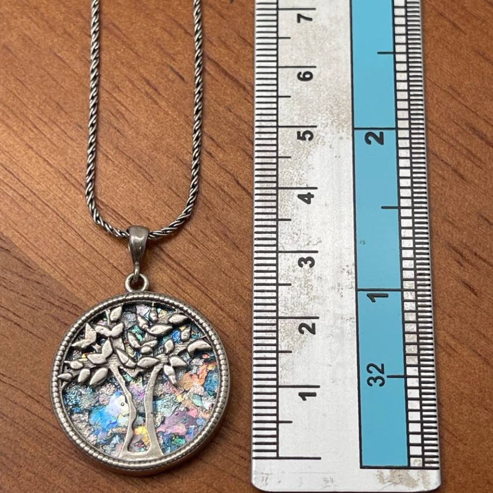 Tree of Life Necklace with Roman Glass in Sterling Silver