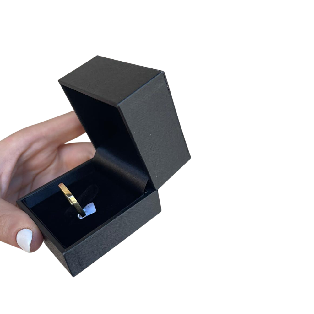 14K Gold Square Wedding Band - Slim
