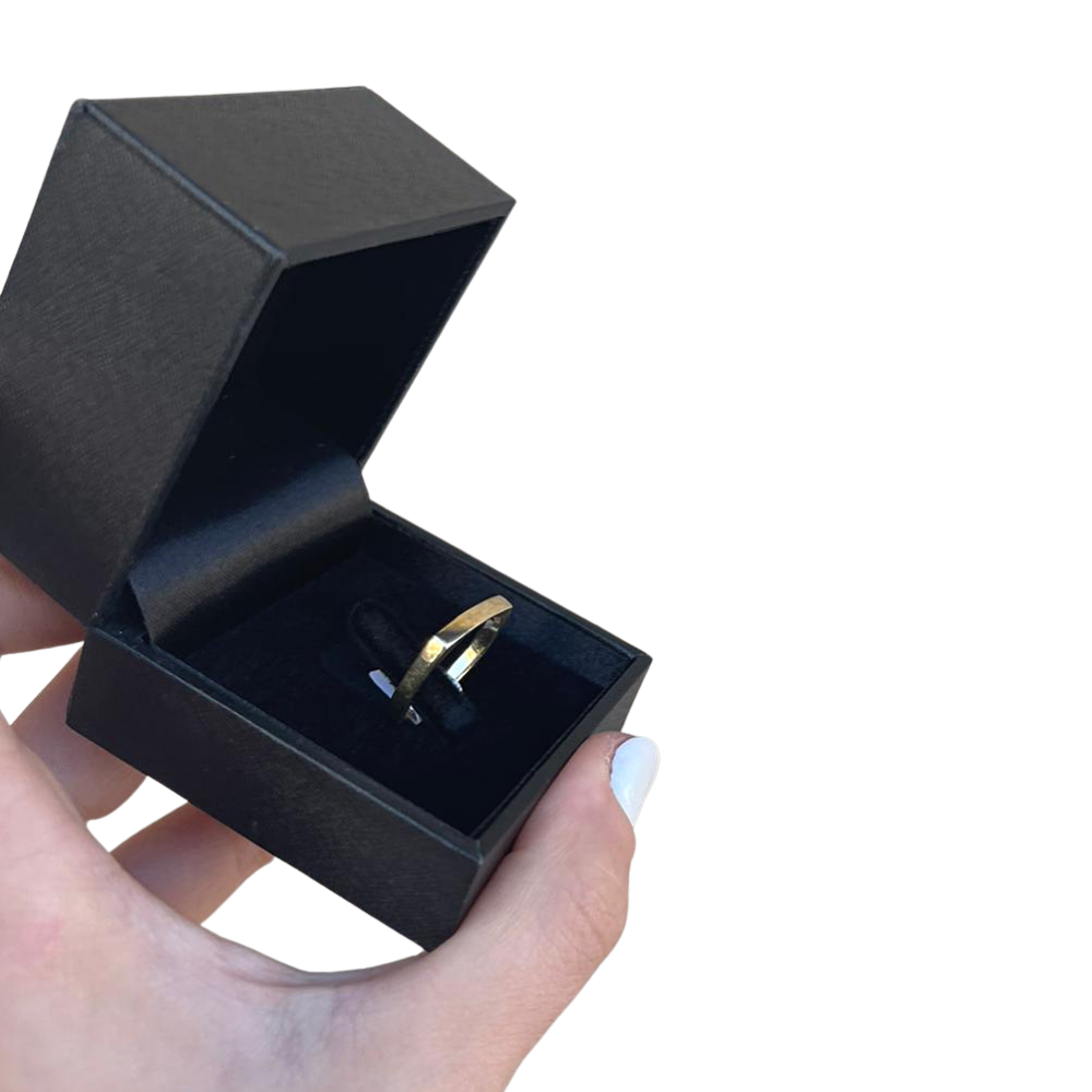14K Gold Square Wedding Band - Slim