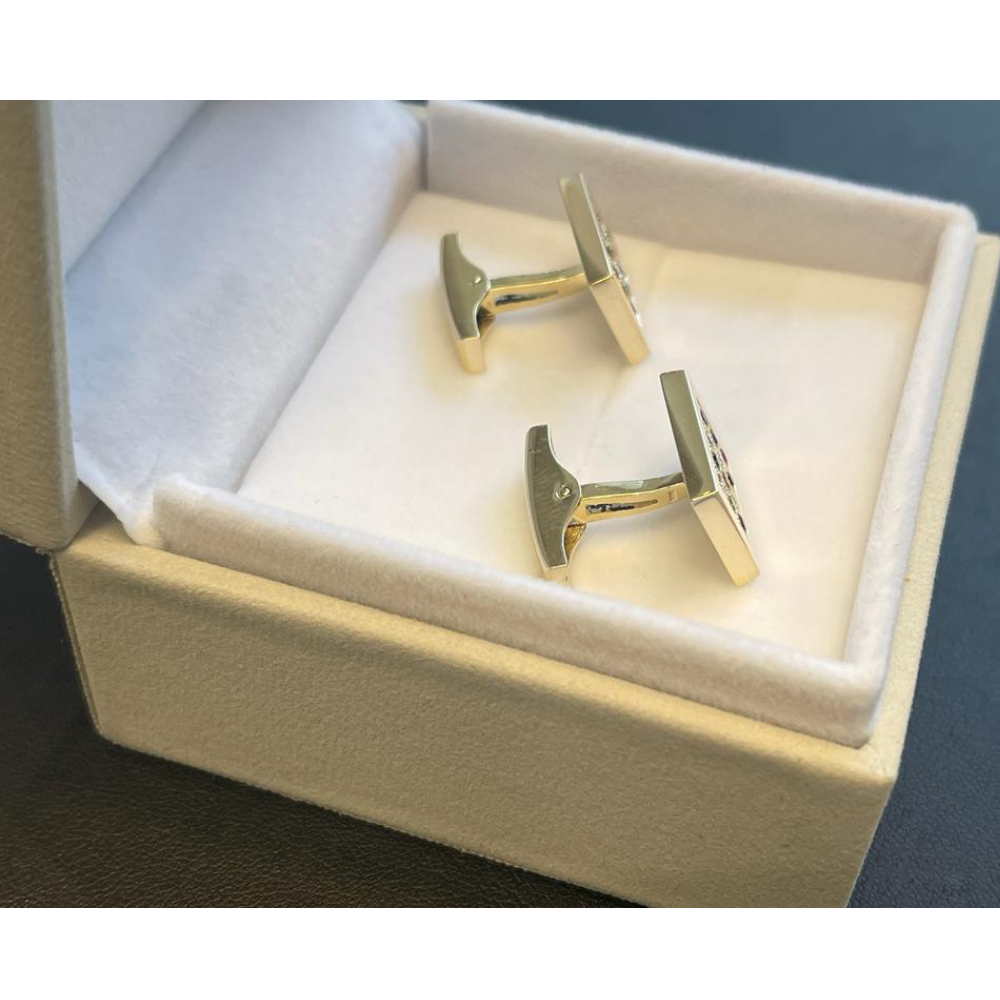 14k Yellow Gold Hoshen Cufflinks with 12 Gemstones