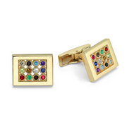 14k Yellow Gold Hoshen Cufflinks with 12 Gemstones