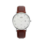 Silver Dial Classic 40 mm Aleph Bet Watch for Men Date