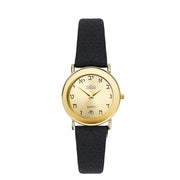 Aleph Bet 24 mm Date Black Leather Strap Watch