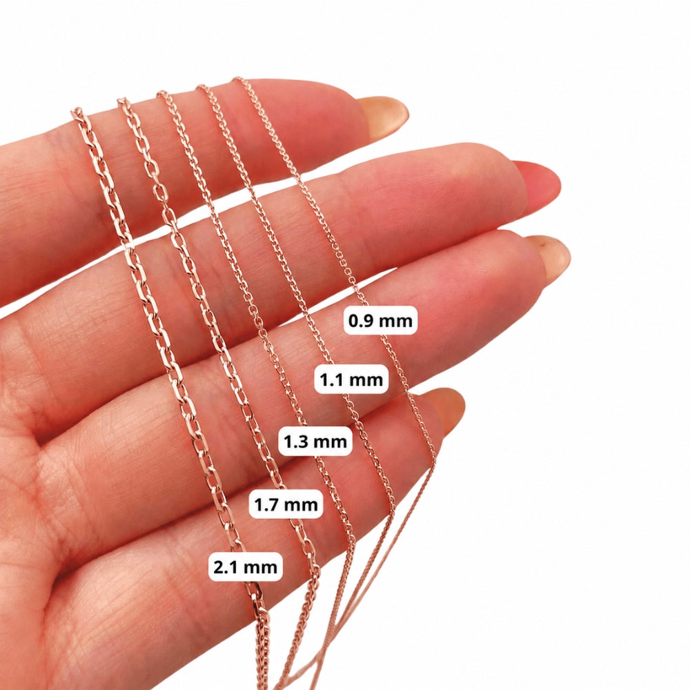 Anchor Link Gold Chain in 14k Rose Gold 0.9mm 16-24"