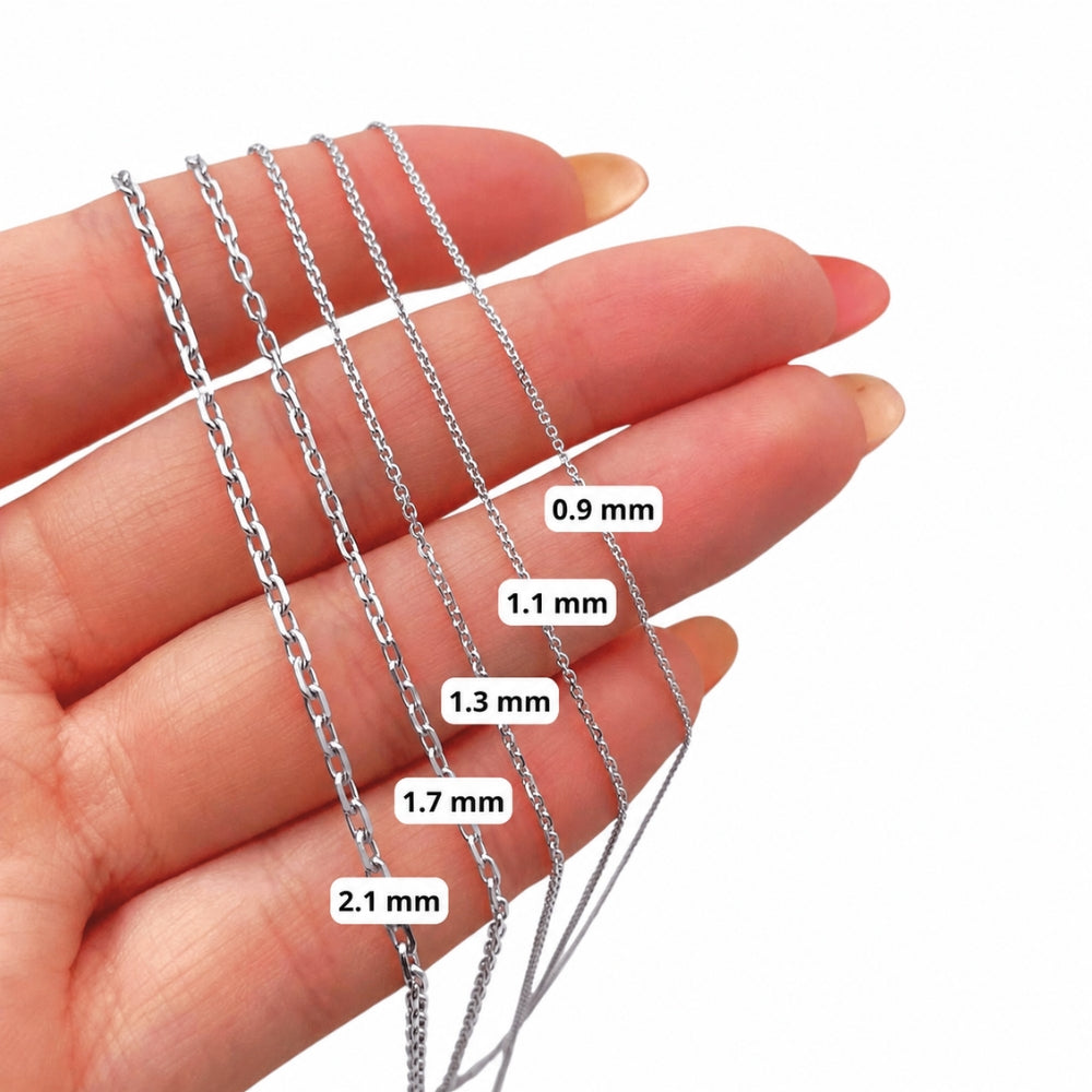 14k White Gold Anchor Link Gold Chain 1.1mm 16-24"