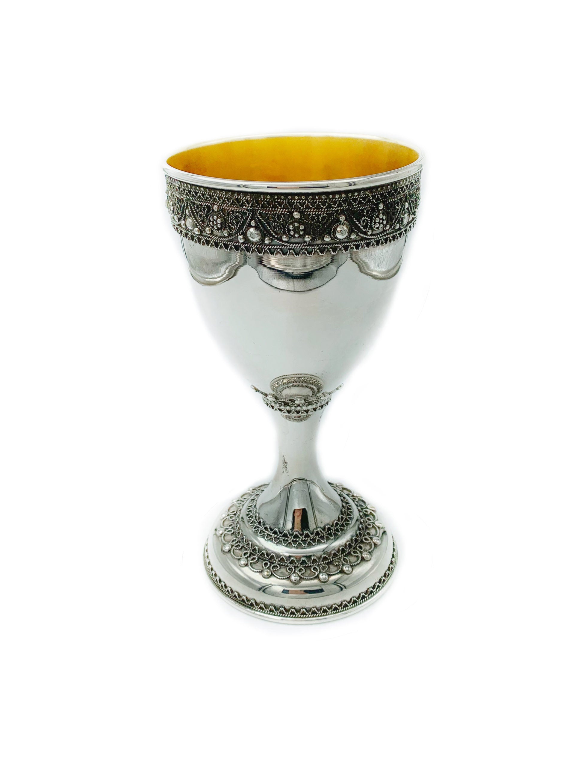 Kiddush Cup in Silver with Yemenite Drop