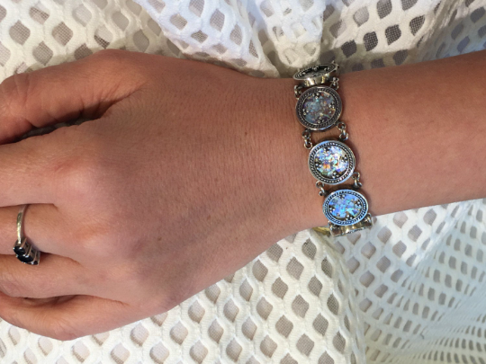 Sterling Silver Roman Glass Bracelet