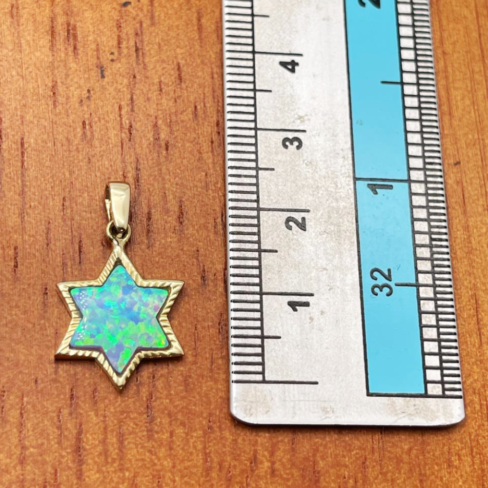 14k Gold Opal Star of David Pendant