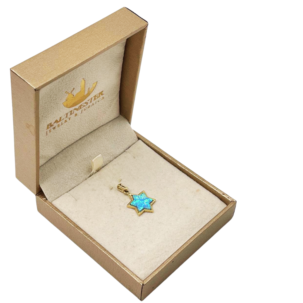 14k Gold Opal Star of David Pendant